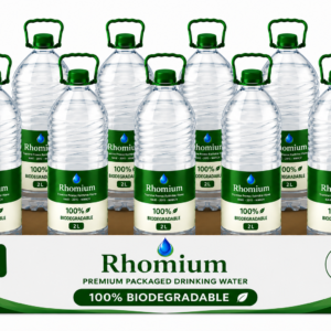 Rhomium | Biodegradable Packed Drinking Water 9 bottles (1 Case) | 2 ltr